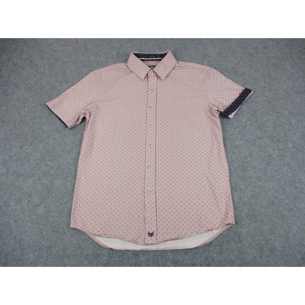 Buttercloth Shirt Mens Medium Pink Icy Cotton Geometric Slim Fit Button Up